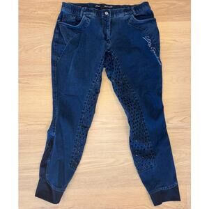 Lauria Garrelli HKM Elite Equestrian blue jean breeches womens size 32